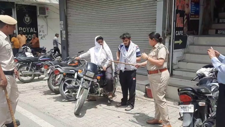 यमुनानगर में अपराध पर अनकूश लगाने सड़को पर उतरी पुलिस, मनचलों का काटा चालान ....